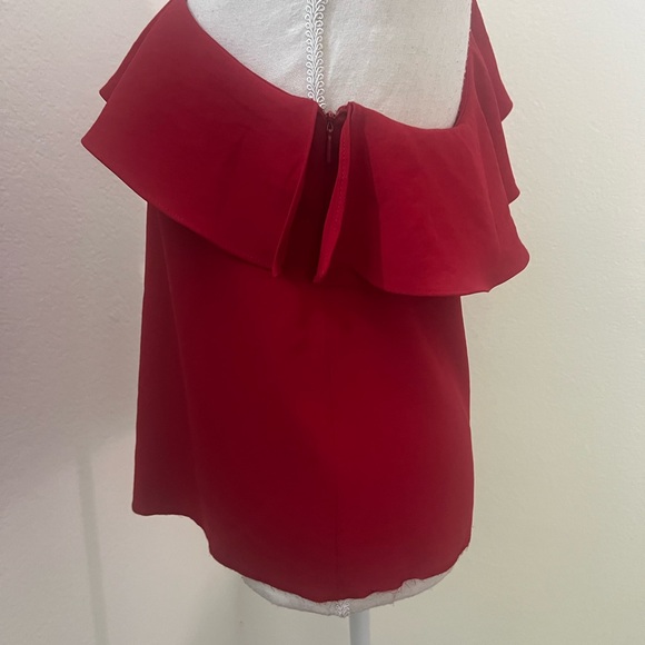 Mango One-Shoulder Ruffle Red Camisole - Picture 5 of 7